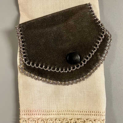 Black Fine-Leather Coin Purse and Handkerchief