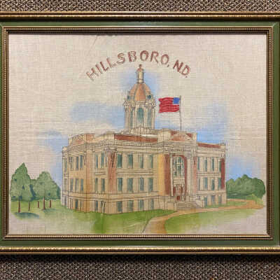 Fabric Painted and Stitched Courthouse Picture