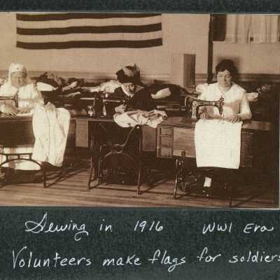 Volunteers Making Flags for Soldiers during WWI - 1916