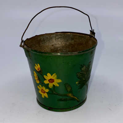 Small Hand Painted Bucket with Yellow Flowers