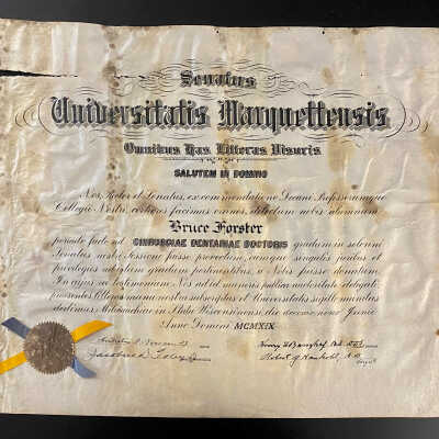 1919 Dental Diploma - Bruce Forster