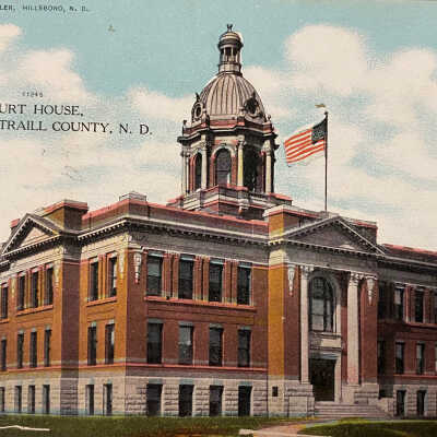 Postcard - To Miss Bertha Tangen in Hatton, ND - Traill County Courthouse