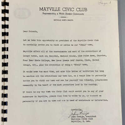 1970 Mayville Civic Club Invitation