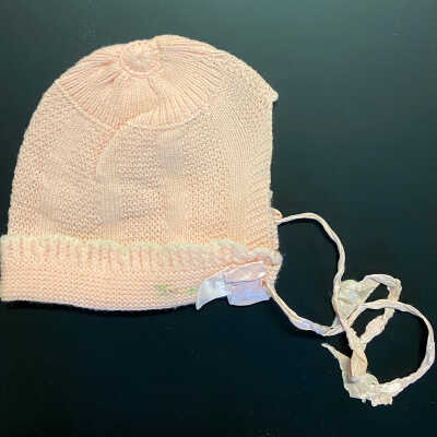 Early 1940's Pink Knit Bonnet of Gloria (Mrs. Ronald) Porter
