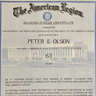 Peter E. Olson - Armed Forces/American Legion Recognition
