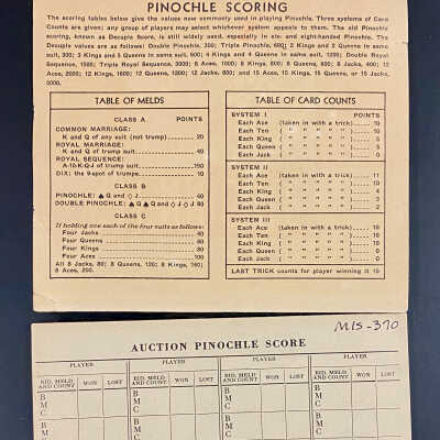 Pinochle Score Pad and Instructions