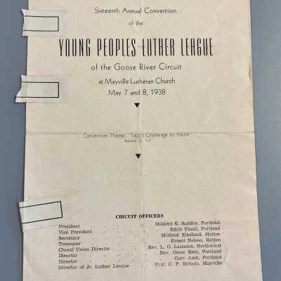 1938 Young People’s Luther League Of Goose River Circuit