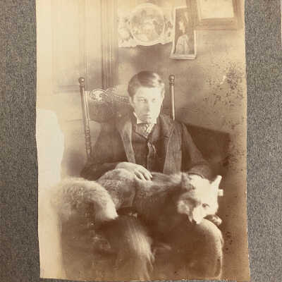 Clarence Stout with pet fox