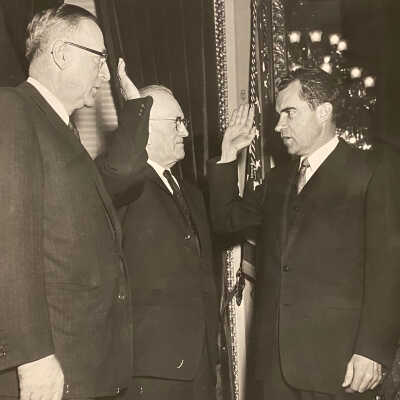 Swearing in 1960 with Senator Young and Vice President Richard Nixon: 8x10”