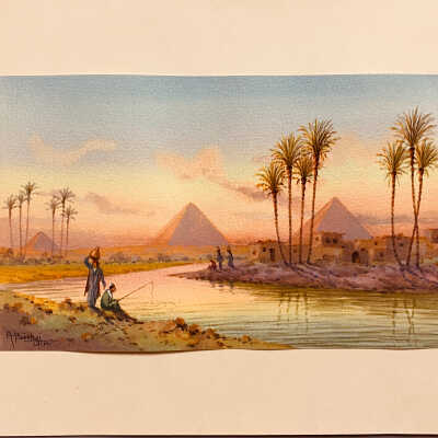 A. Bishai - Egyptian Scene - man fishing