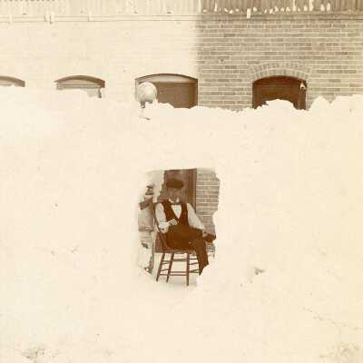Man's photo taken thru a snowbank cut out