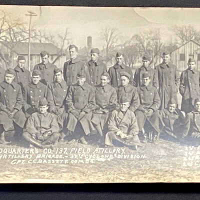 Headquarters Co. 137 Field Artillery, 63rd Artillery Brigade, 38th Cyclone Division, Cpt. C. C. Bassett commanding