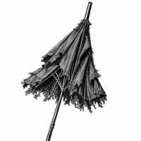 Victorian Mourning Parasol (Collapsible, Black Silk) - Image 2
