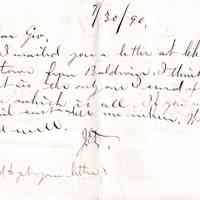 Brief Note to Geo Regarding Letter from Baldwin