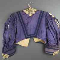 Purple Silk Evening Bodice with Ecru Lace Appliqué - Image 5