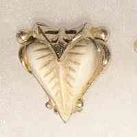 Mid-Century Molded Ivory-Tone Leaf Earrings with Gold-Tone Mounts
