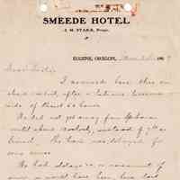 1909.1.14 - Smeede Hotel, Eugene, Oregon
