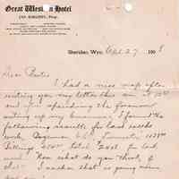 1908.4.27 - Great Western Hotel, Sheridan, Wyoming