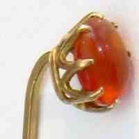 Cabochon Red Glass Hat Pin with Curved Shaft