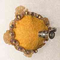 Wartime-Era Floral Cluster Earring with Faux Pearls and Textile Backing (Single) - Image 2