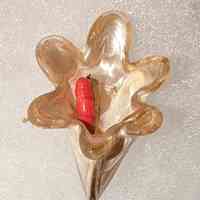 Art Nouveau Glass Floral Hat Pin with Red Stamen