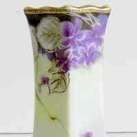Hand-Painted Nippon Porcelain Hat Pin Holder with Violet Decoration