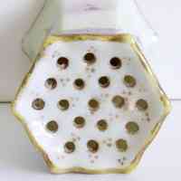 Hand-Painted Nippon Porcelain Hat Pin Holder with Violet Decoration - Image 4
