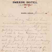 1908.1.15 - Smeede Hotel, Eugene, Oregon