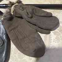 Victorian Child’s Fur-Lined Winter Mittens with Button Closure