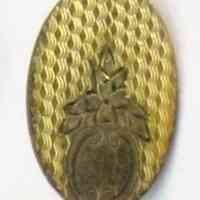 Embossed Gilt Brass Floral Hat Pin