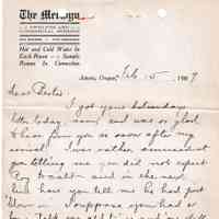 1909.2.15 Letter from The Melwyn Hotel, Astoria, Oregon – Business & Personal Correspondence