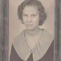 Portrait of Young Woman with Pleated Collar and Pearl Necklace