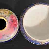 Hand-Painted Nippon Porcelain Hair Receiver with Cobalt and Gilt Decoration - Image 2