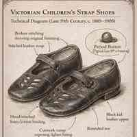 Pair of Victorian Children’s Black Leather Strap Shoes (Cutwork Vamp) - Image 2
