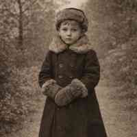 Victorian Child’s Fur-Lined Winter Mittens with Button Closure - Image 2