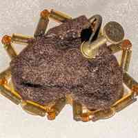 Late Art Deco Amber Bead and Sequin Cluster Earring with Textile Backing (Single) - Image 2