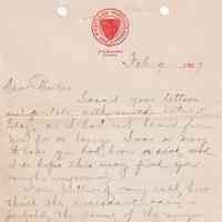 1909.2.9 Letter Expressing Concern for Illness and Referencing Sunday Evangelical Meetings