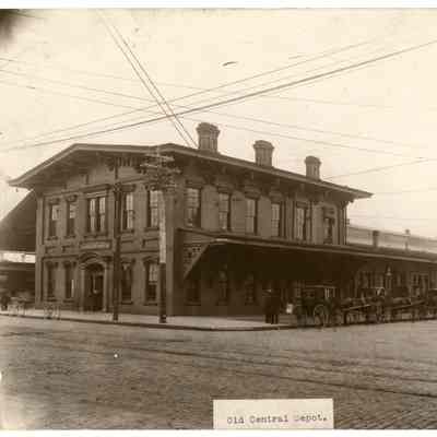 2022.057.033: Black and white photograph of the Old Central Train Depot