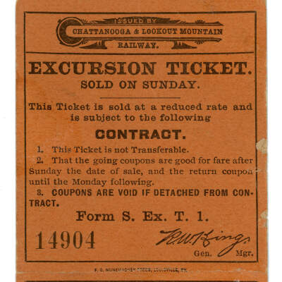Lookout Mountain to St. Elmo, Excursion Ticket
