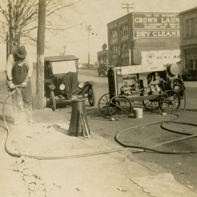 Photograph, Terrell Electric Company Worker with Jackhammer