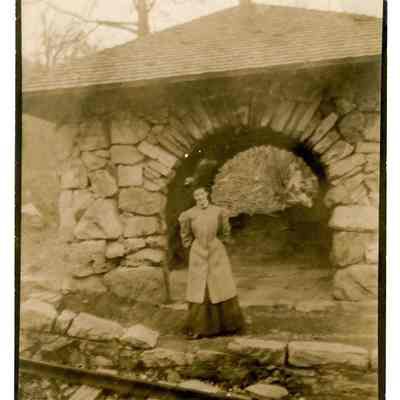 2022.057.009: Woman at Battlefield Station stop alongside of the tracks for Incline Number 2