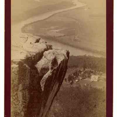 2022.057.057: Black and white photograph showing Point Lookout with Moccasin Bend and the valley below