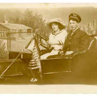 RPPC, Couple Posing in Automobile