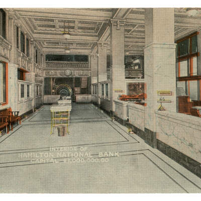 Postcard, Interior Lobby of the Hamilton National Bank