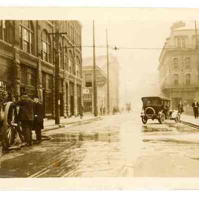 2022.057.018: Black and white photograph looking down Seventh Street to Broad Street