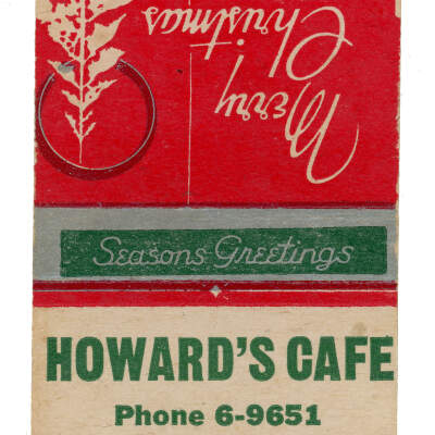 Matchbook Cover, Howard's Café