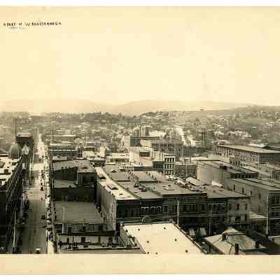 2022.057.036: Black and white photograph of downtown Chattanooga taken from the Dome Building
