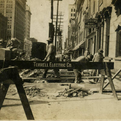 Photograph, Terrell Electric Company Work on Sidewalk