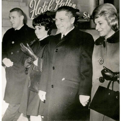 James R. Hoffa and Family in Front of the Hotel Patten, 1962