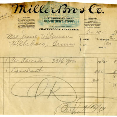 Miller Bros Co. Billhead